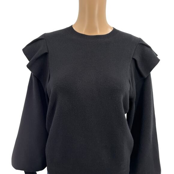 Marie Oliver Remi Black Puff Sleeve Popover Pullover Sweater - Picture 7 of 12